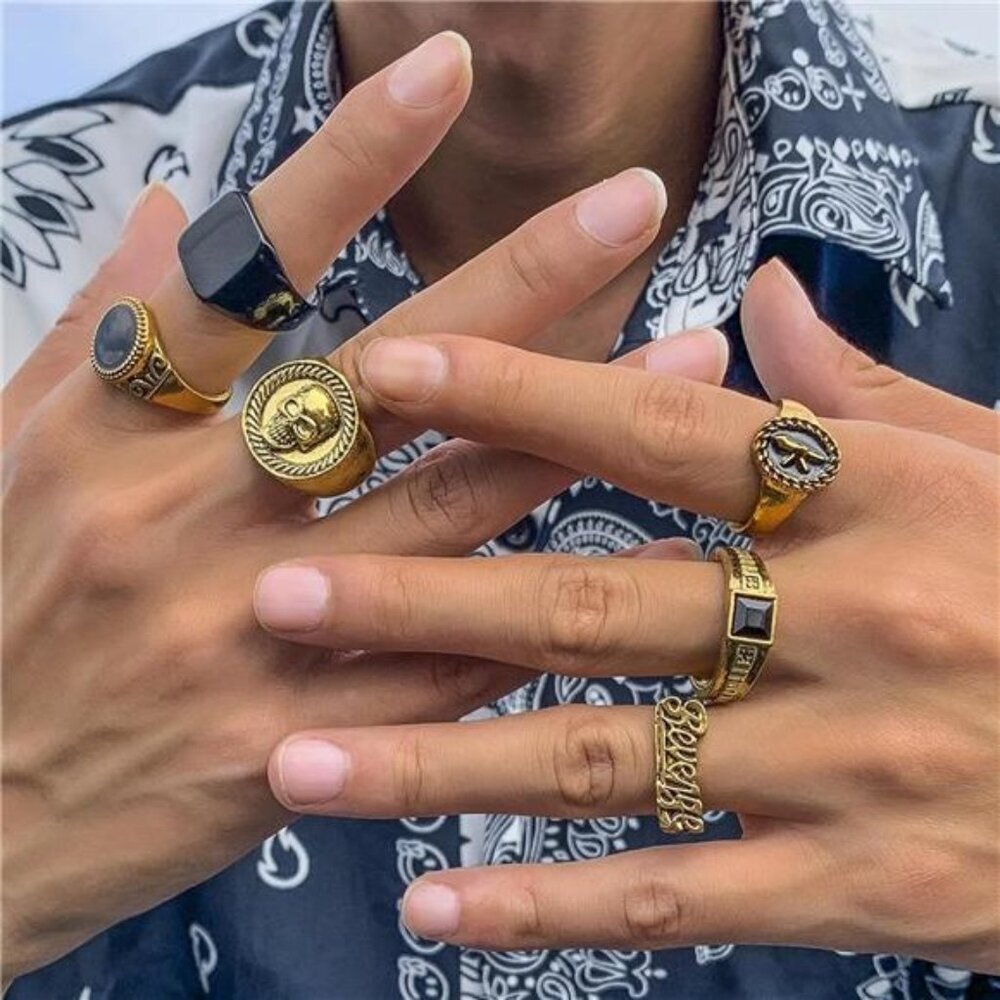 6Pcs Gold Knuckle Stackable Finger Rings Set Retro Rings - Picture 2 of 8